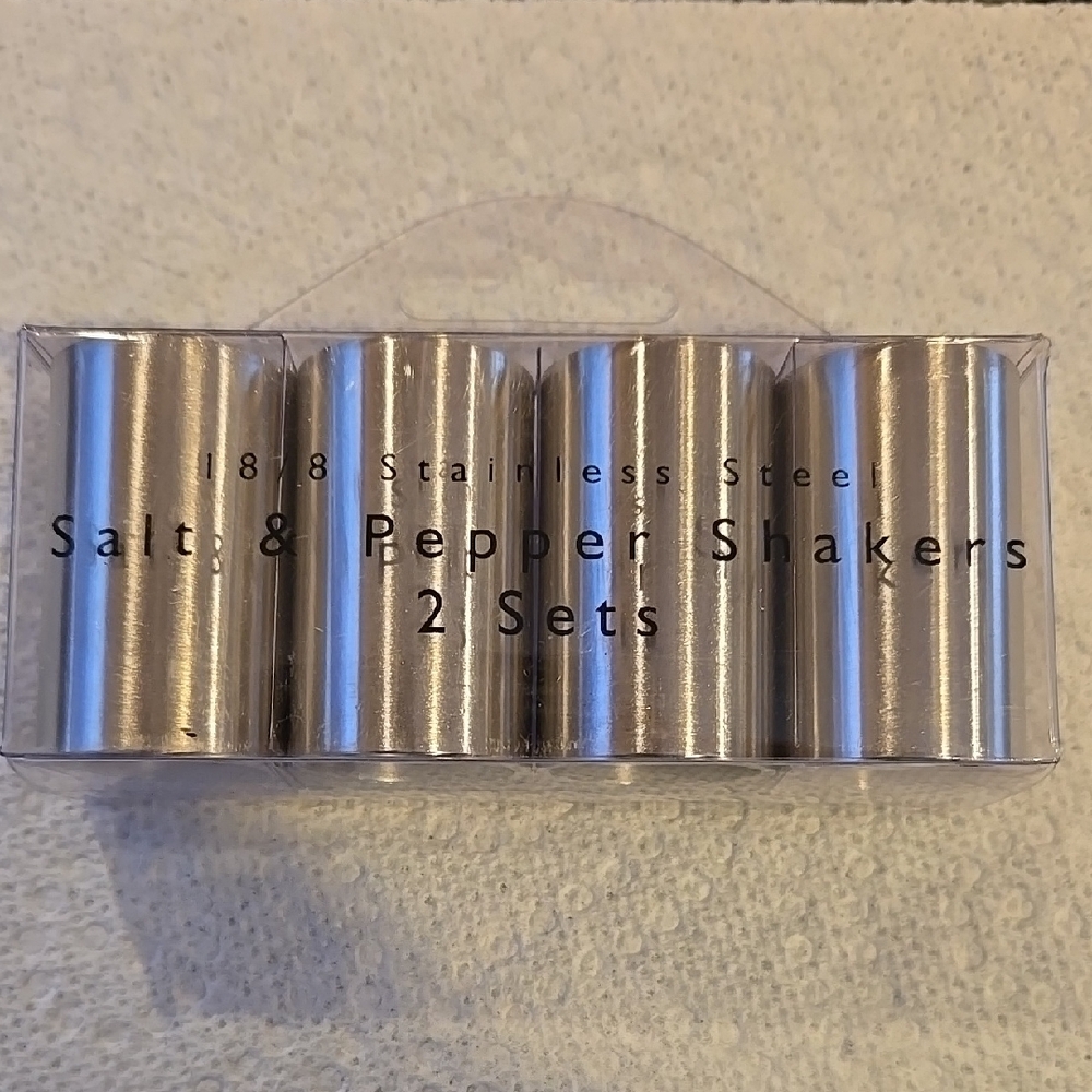 NWT AMCO Stainless Steel Salt & Pepper Shakers
